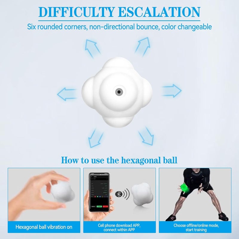 Sywan Smart Reaction Ball, Reflex Ball Hit Different Angles Change Light Color Intelligent Agility Training Light Ball for Hand Eye Coordination Training, Rechargeable, High Elasticity Silicone (1) - Image 5